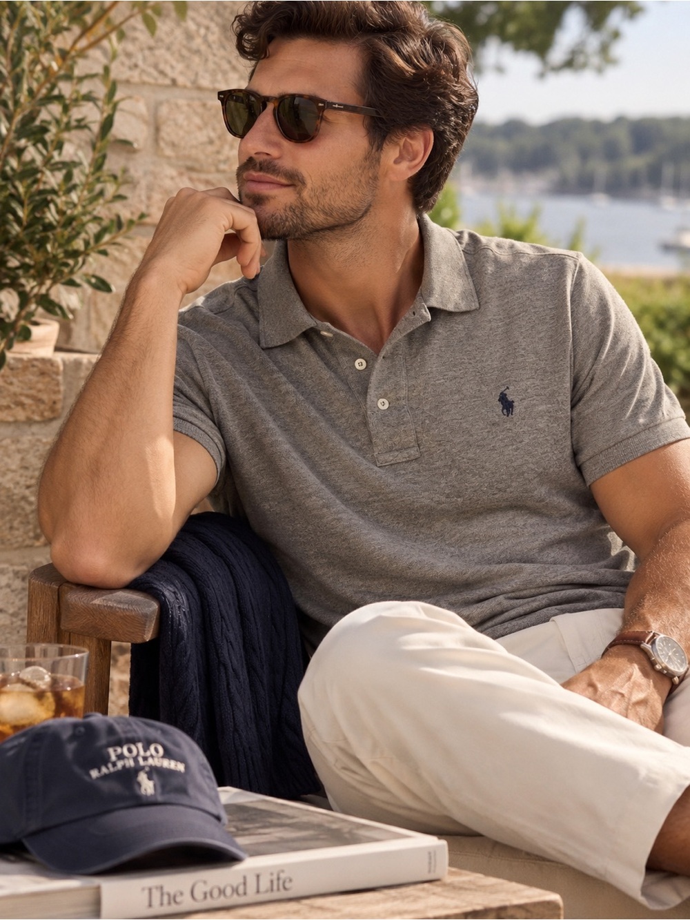 Polo Ralph Lauren Men’s Gray Classic Polo Shirt Navy Pony Logo Size M